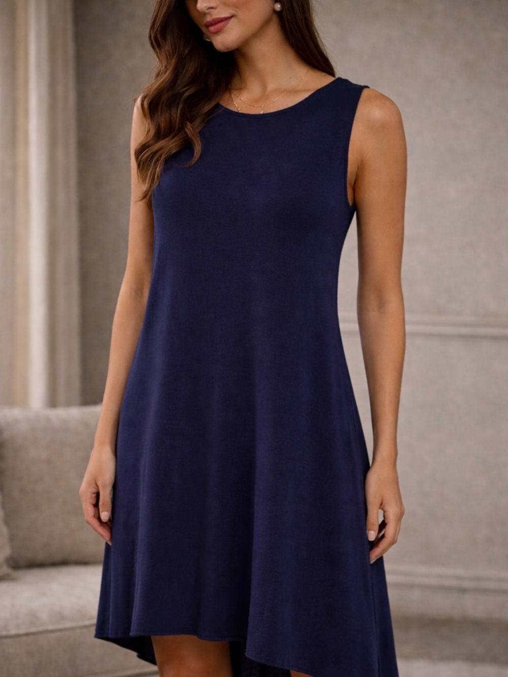 NWT Kinross Cashmere navy women’s dress dusk soft flowy comfortable - Picture 1 of 7
